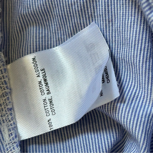 Anthropologie Maeve Bretta Poplin Striped Cold Shoulder Top Blue Size Large - Picture 6 of 6